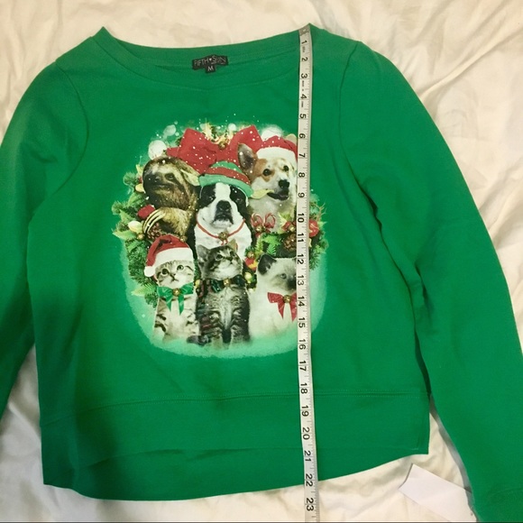 NWT green cropped dog & cat Christmas sweatshirt - Picture 8 of 9